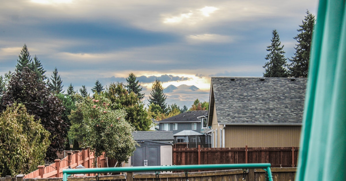 Residential wood fences between houses in a neighborhood