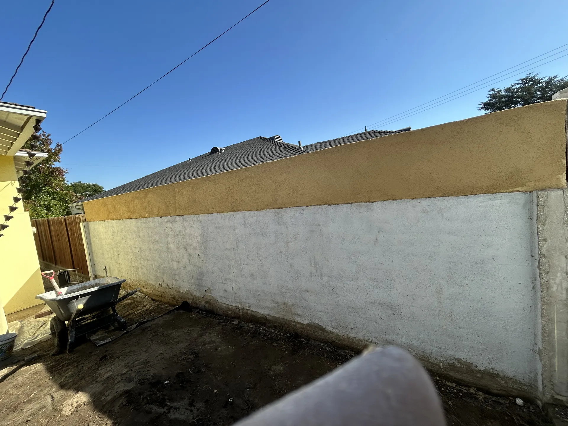 Fresh stucco repair in progress