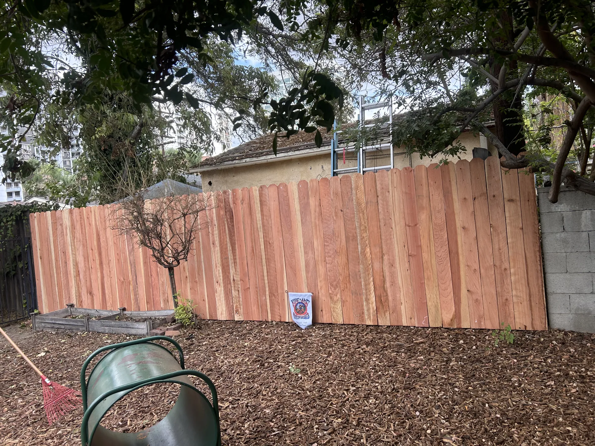 Board-on-board privacy fence installation