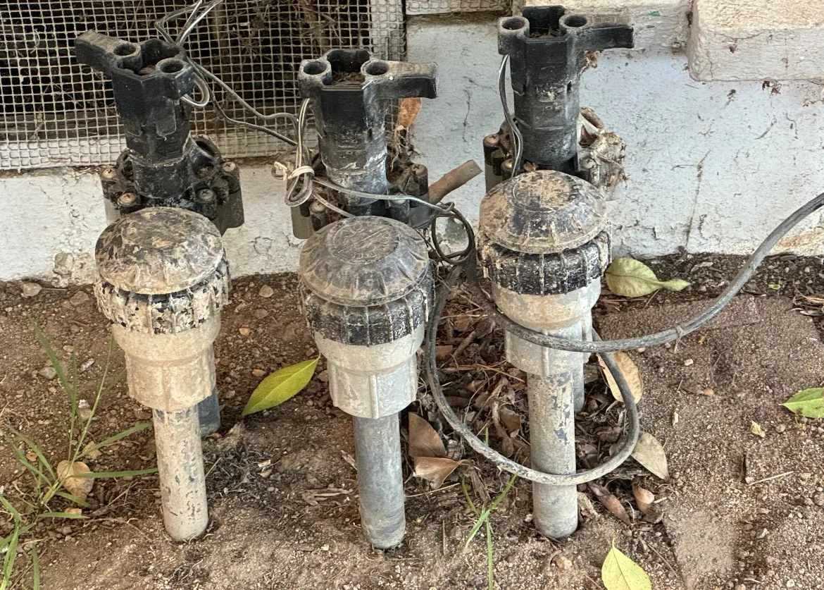 Corroded irrigation valve assembly before replacement