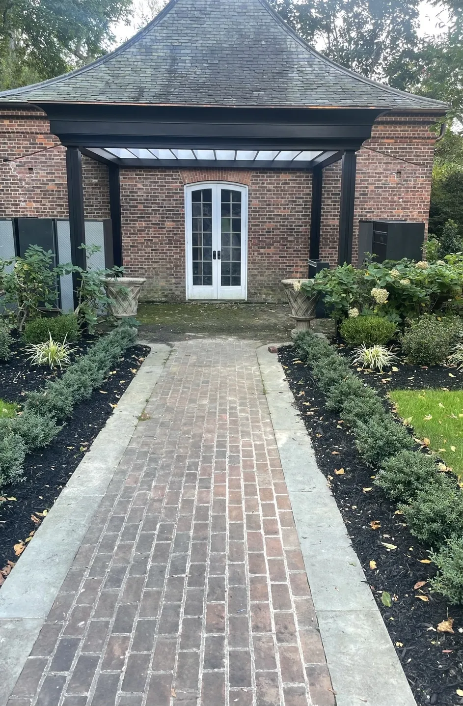 Completed brick walkway front view