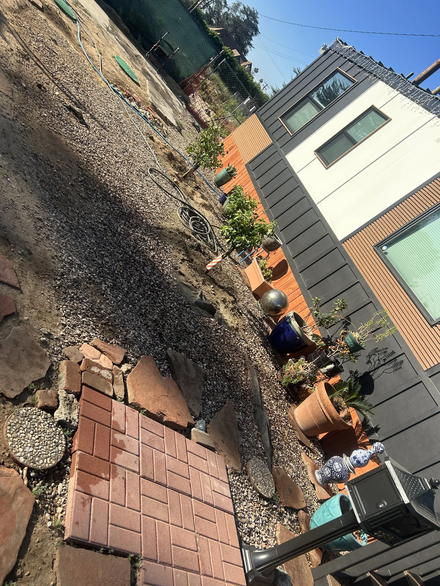 Gravel grading on slope for walkway base