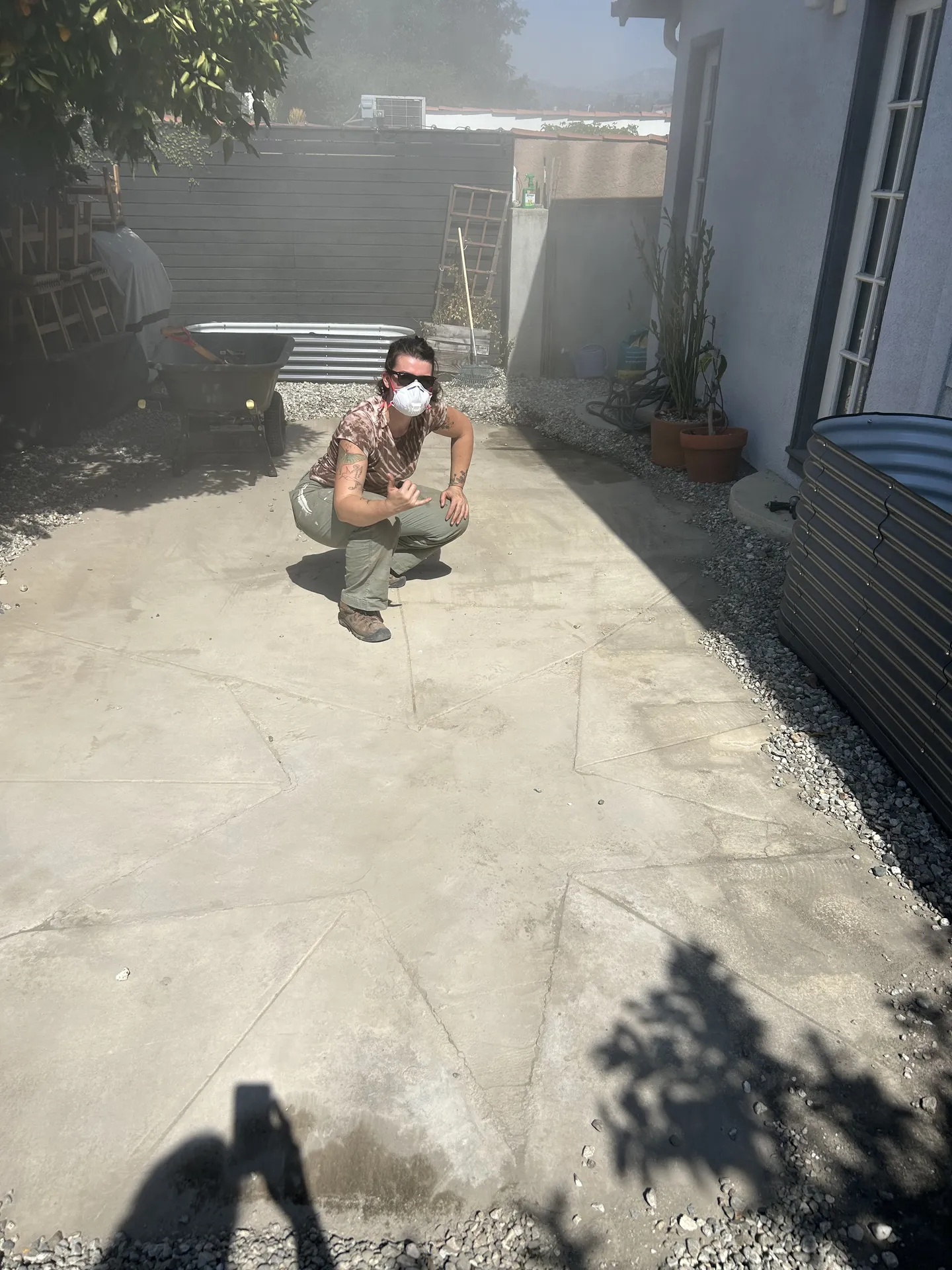 Concrete foundation pour for deck patio