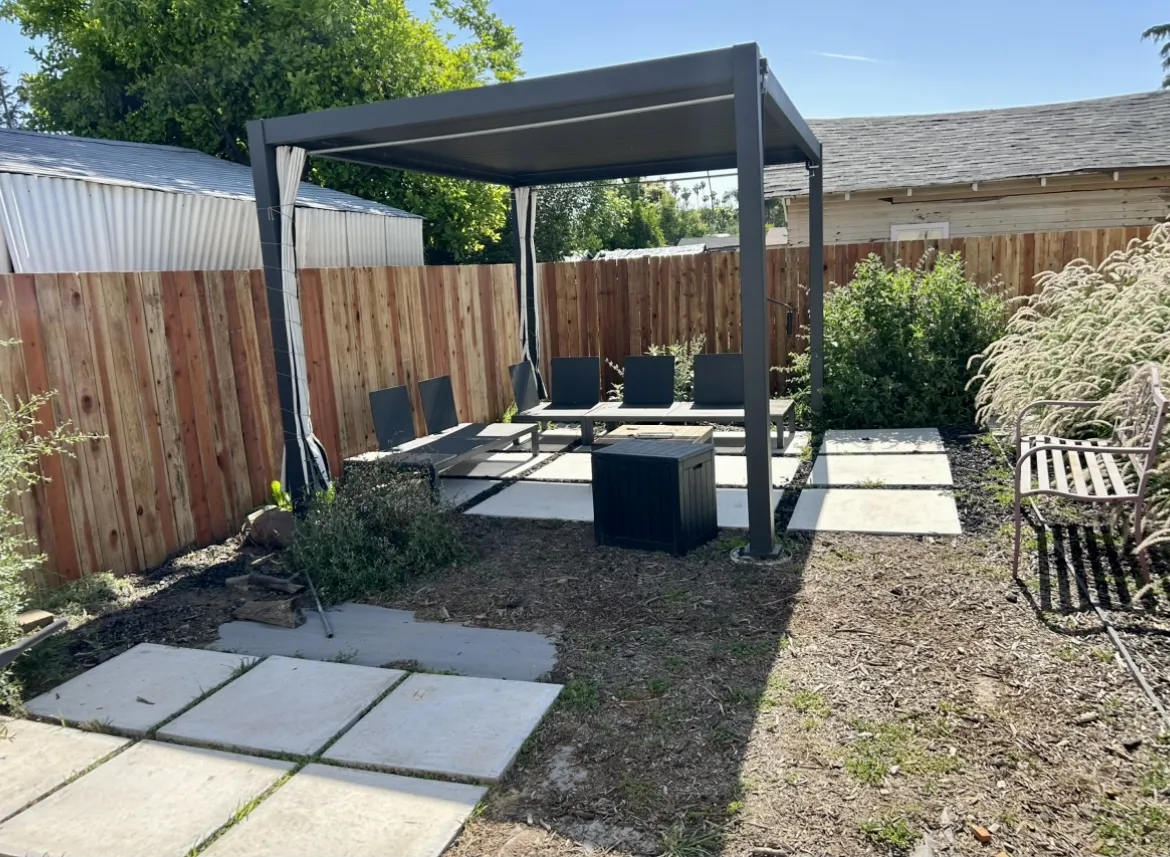Pergola with stepping stone walkway